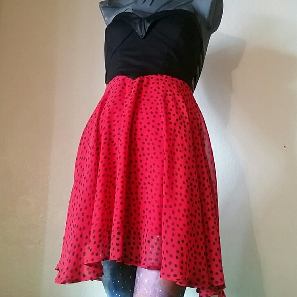 A HOT Material Girl Redw/Black polka-dot Dress - Picture 3 of 5